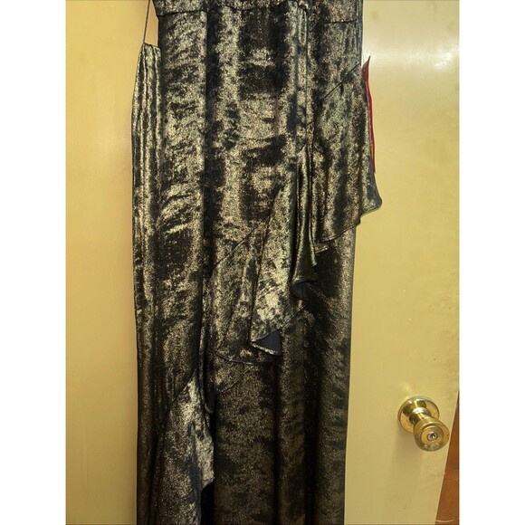 Women’s Alex Marie sleeveless, ruffled, black and gold maxi gown, Sz 6, NWT - Picture 3 of 10